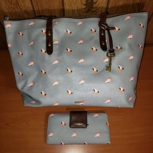 FOSSIL TOTE BAG & WALLET BUNDLE